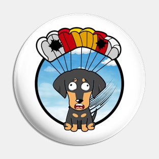 Silly dachshund dog has a broken parachute Pin