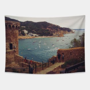 View of the charming Spanish streets Spain sightseeing trip photography from city scape Barcelona Blanes Malgrat del Mar Santa Susuana Tapestry