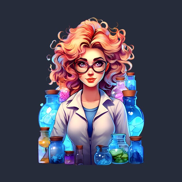 Cartoon Style Portrait - Woman Doctor/Scientist/Lab Worker/Chemist by Radibor78