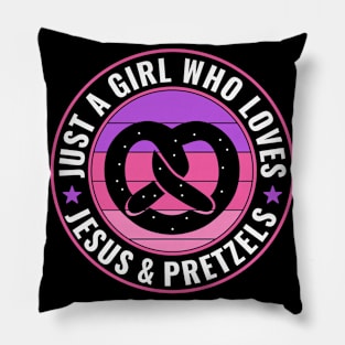 Just a Girl who Loves Jesus and Pretzels Soft Pretzel Pillow