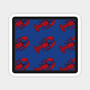 Red Lobsters on Blue Background Lobster Sea Life Animal Social Distancing FaceMask Magnet