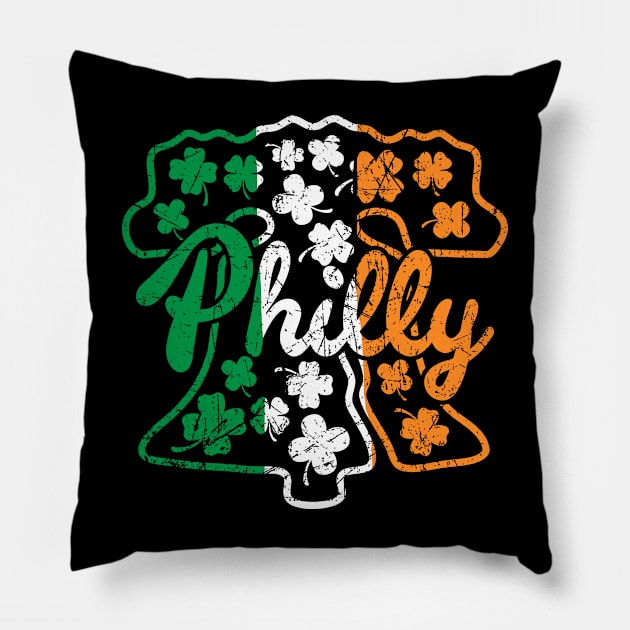 Philadelphia Liberty Bell Shamrock Irish St. Patrick's Day Irish Flag Pillow by TeeCreations