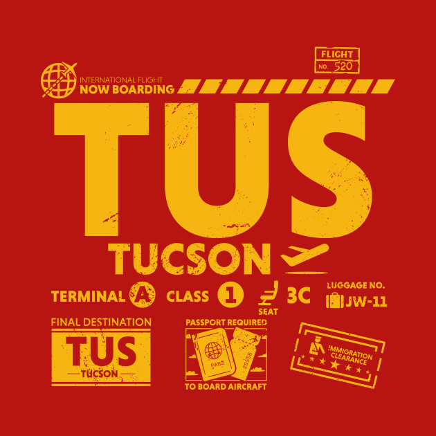 Vintage Tucson TUS Airport Code Travel Day Retro Travel Tag Arizona by Now Boarding