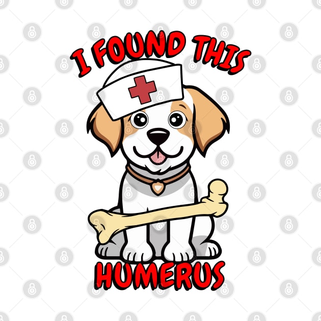 Funny happy dog is a nurse with a joke by Pet Station