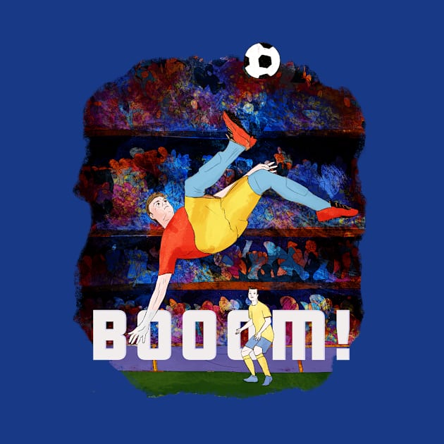 Booom- man kicking soccer ball by SW10 - Soccer Art