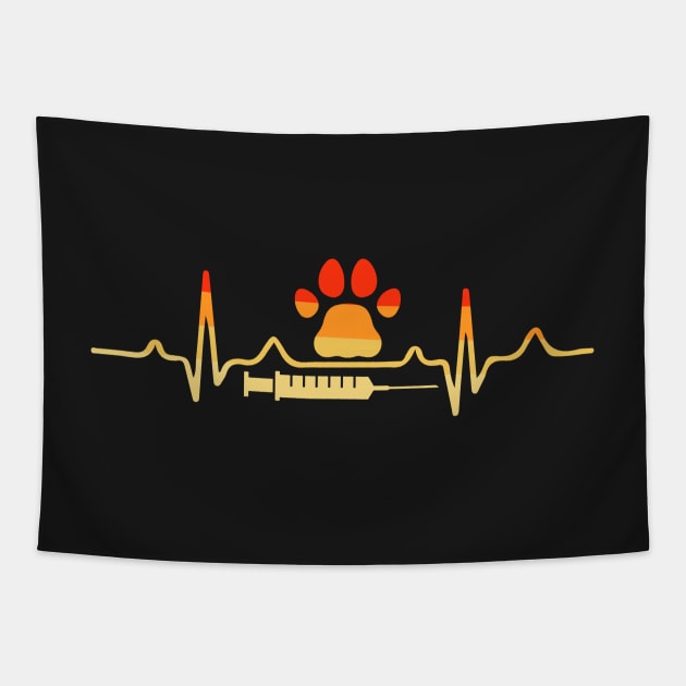 Veterinary Medicine Heartbeat Tapestry by BlackCatArtBB