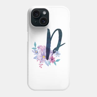 Floral Monogram P Pretty Lilac Bouquet Phone Case