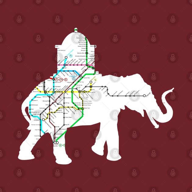 Indian Elephant cut from Mumbai Subway Map by tsd-fashion