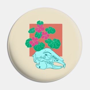 Rabbit skull and nasturtiums Pin