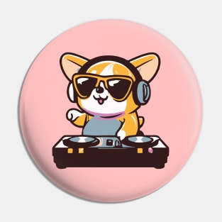 Cute Corgi plays Dj Music Funny Dog kawaii Pin