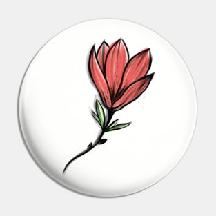 Red Magnolia Flower Watercolor art Pin