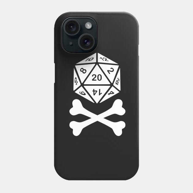 20 Sided Die And Crossbones Phone Case by ANDCROSSBONES