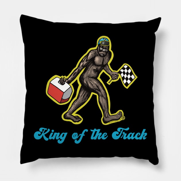 Bigfoot King Of The Track Pillow by Art from the Blue Room