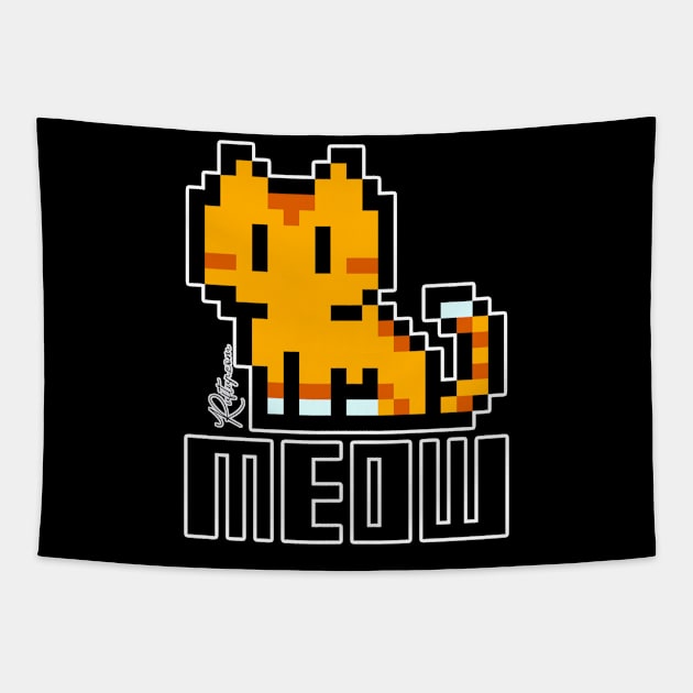 Just Meow saying Hello Tapestry by RuftupDesigns