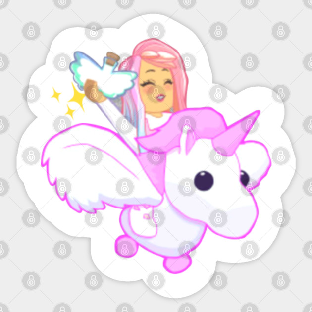 Pink Flying Unicorn Adopt Me Roblox Unicorn Sticker Teepublic - flying in kick off roblox