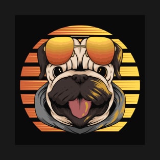 Funny Retro Pug Dog Wearing Sunglasses T-Shirt