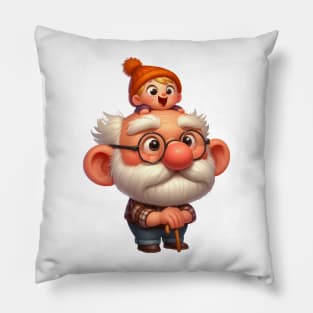 Cute Grandpa With Grandson Pillow