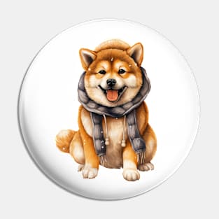 Winter Akita Dog Pin