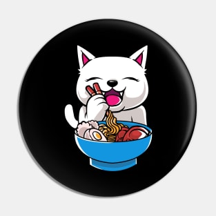 Kawaii Cat Ramen Bowl Funny Anime Noodles Kitty Pin