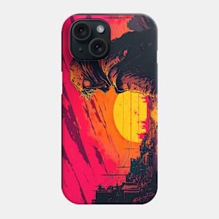 Man Looking At An Apocalyptic Synthwave Sunset Phone Case