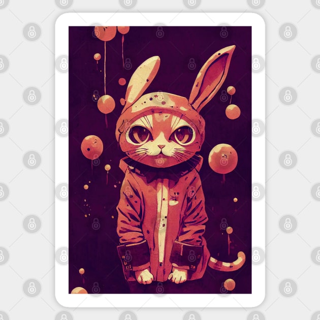 Shy cat disguised as a rabbit - Cat Wearing Rabbit Ears - Sticker ...