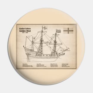 Golden Hind or Golden Hinde. Francis Drake Ship - SDL Pin