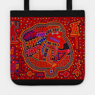 Kuna Indian in Canoe - Red Mola Tote