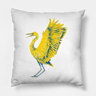 Yellow heron Pillow