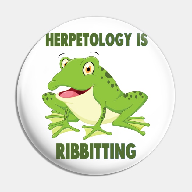 Herpetology is Ribbitting Frog Pun Pin by CafePretzel