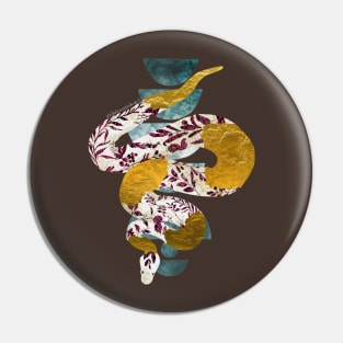 Magenta Leaves Porcelain Snake Negative Painting Pin