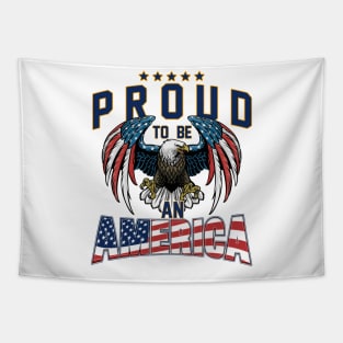Proud To Be An American Graphic Eagle American Flag Ribbon Tapestry