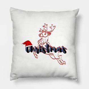 "Jolly Christmas Wishes: A Festive Celebration with a Dear in a Hat!" Pillow