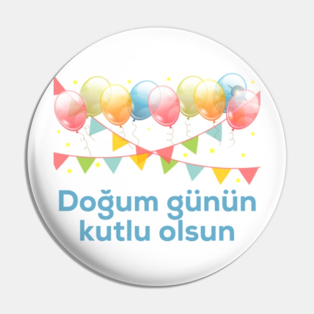 Happy Birthday Turkish Language Party Congratulations - Turkish - Pin