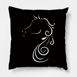 White Horse Head Pillow