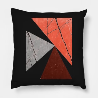 Abstract Pattern Coral / Brown Triangles Pillow