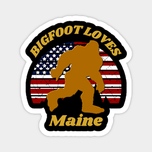 Bigfoot loves America and Maine too Magnet