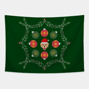 Dog with Christmas Ornaments Tapestry