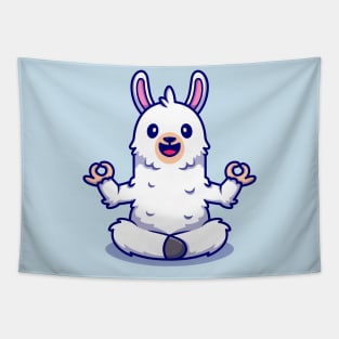 Cute Alpaca Doing Yoga Cartoon Tapestry