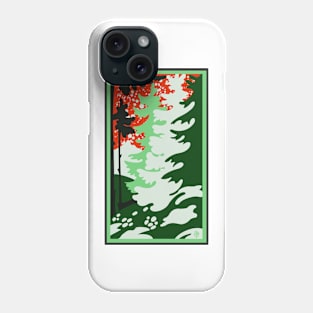 Retro Vintage Winter Forest Red and Green Phone Case