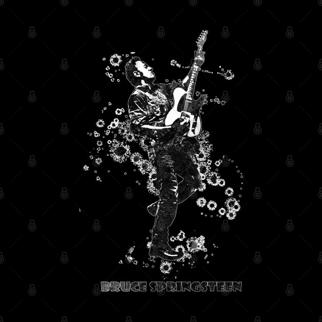 Bruce Springsteen The Boss Watercolor Splatter 06bw by SPJE Illustration Photography