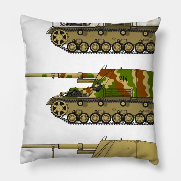 Nashorn Tank Destroyer Pillow by Panzerpicture