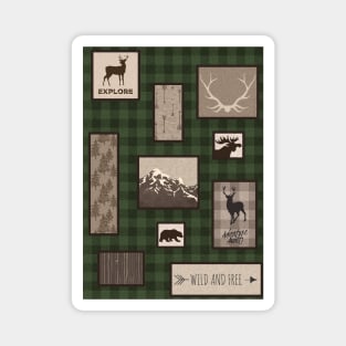 Woodland Adventure Collage - Green Magnet