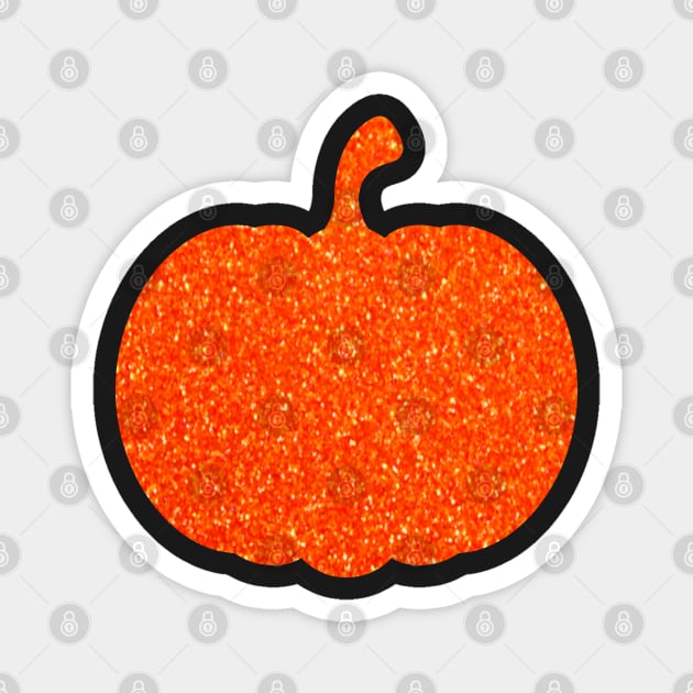 Bright Orange Faux Glitter Halloween Pumpkin Magnet by Felicity-K
