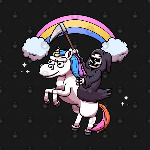 Grim Reaper Riding Unicorn Rainbow Edition by TheMaskedTooner