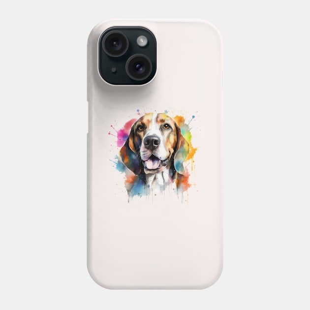 Treeing Walker Coonhound Bright Watercolor Painting Phone Case by nonbeenarydesigns