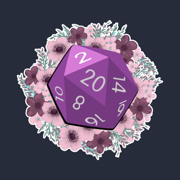 Dungeons and Dragons Purple D20 with Flowers| D&D by AmandaPandaBrand