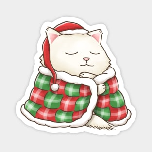 Christmat Santa Cat in Blanket Magnet