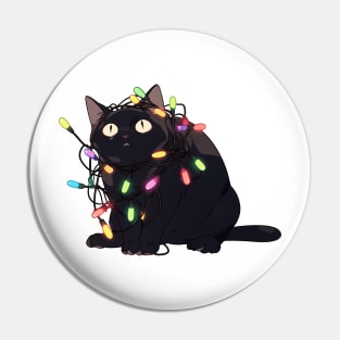 Christmas Cat in Christmas Lights Pin