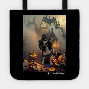 Halloween Frenchie in a spooky scene Tote