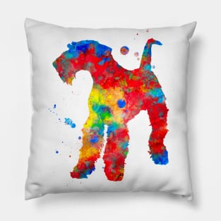 Airedale Terrier Dog Watercolor Painting - Red Pillow